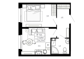 1 ккв № 146 Корп.: 3 , Секция 3.6  в ЖК Аннино Сити