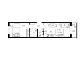 2 ккв (Евро) № 125 Корп.: 3 , Секция 3.5  в ЖК Аннино Сити