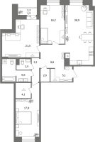 4 ккв (Евро) № 2А4/3-9 Корп.: 1 , Секция 2А  в ЖК Антверпен