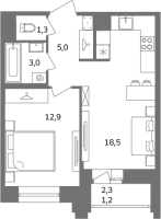 2 ккв (Евро) № 2А3/1-10 Корп.: 1 , Секция 2А  в ЖК Антверпен