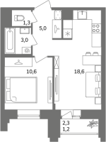 2 ккв (Евро) № 1А10/1-6 Корп.: 1 , Секция 1А  в ЖК Антверпен