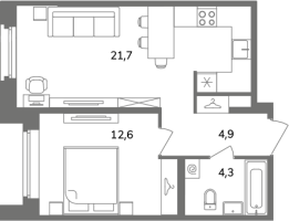 2 ккв (Евро) № Б2/1-3 Корп.: 1 , Секция Б  в ЖК Антверпен