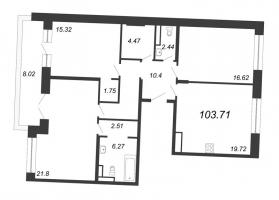 4 ккв (Евро) № 490 Корп.: 3 Уч. 29 , Секция 11  в ЖК Ariosto