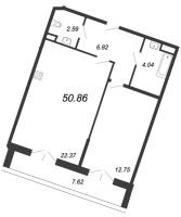 2 ккв (Евро) № 511 Корп.: 2 Уч. 29 , Секция 13  в ЖК Ariosto