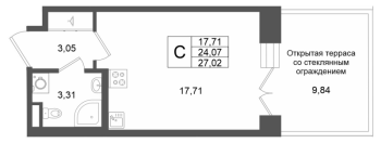 Студия № 122 Корп.: 1 , Секция 1.4  в ЖК Аристократ