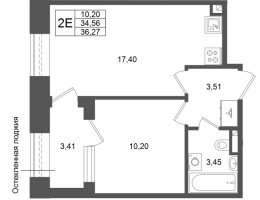 2 ккв (Евро) № 1 Корп.: 3 , Секция 1.1  в ЖК Аристократ