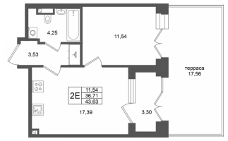 2 ккв (Евро) № 309 Корп.: 1 , Секция 1.6  в ЖК Аристократ