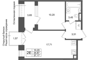 2 ккв (Евро) № 3 Корп.: 3 , Секция 1.1  в ЖК Аристократ
