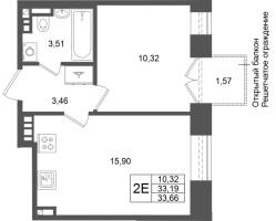 2 ккв (Евро) № 46 Корп.: 3 , Секция 1.1  в ЖК Аристократ