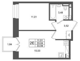 2 ккв (Евро) № 336 Корп.: 1 , Секция 1.6  в ЖК Аристократ
