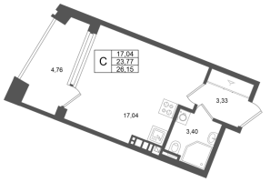 Студия № 56 Корп.: 4 , Секция 1  в ЖК Аристократ