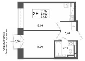 2 ккв (Евро) № 126 Корп.: 1 , Секция 1.4  в ЖК Аристократ