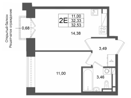 1 ккв № 172 Корп.: 1 , Секция 1.4  в ЖК Аристократ