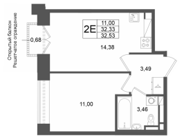 1 ккв № 184 Корп.: 1 , Секция 1.4  в ЖК Аристократ