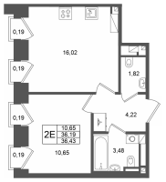 2 ккв (Евро) № 468 Корп.: 1 , Секция 1.7  в ЖК Аристократ