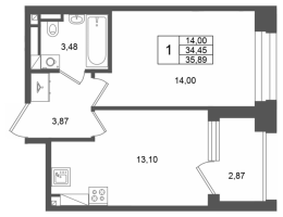 1 ккв № 440 Корп.: 1 , Секция 1.7  в ЖК Аристократ