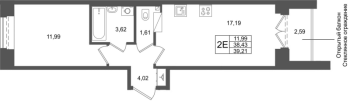 2 ккв (Евро) № 472 Корп.: 1 , Секция 1.7  в ЖК Аристократ