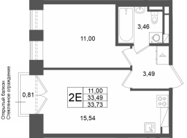2 ккв (Евро) № 256 Корп.: 1 , Секция 1.5  в ЖК Аристократ
