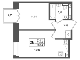 2 ккв (Евро) № 360 Корп.: 1 , Секция 1.6  в ЖК Аристократ