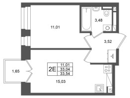 2 ккв (Евро) № 384 Корп.: 1 , Секция 1.6  в ЖК Аристократ