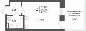 Студия № 213 Корп.: 1 , Секция 1.5  в ЖК Аристократ
