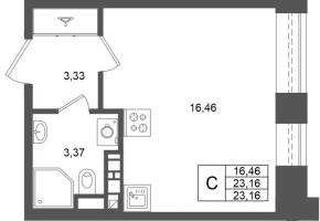 Студия № 59 Корп.: 3 , Секция 1.2  в ЖК Аристократ
