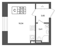 Студия № 13 Корп.: 4 , Секция 1  в ЖК Аристократ