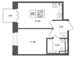 1 ккв № 374 Корп.: 1 , Секция 1.6  в ЖК Аристократ