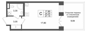 Студия № 121 Корп.: 1 , Секция 1.4  в ЖК Аристократ
