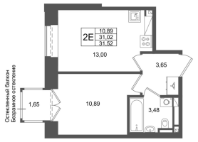 1 ккв № 349 Корп.: 1 , Секция 1.6  в ЖК Аристократ