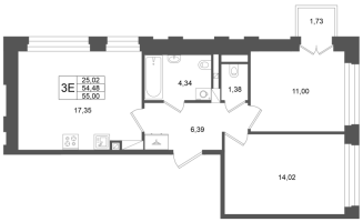 3 ккв (Евро) № 9 Корп.: 1 , Секция 1.1  в ЖК Аристократ