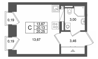 Студия № 460 Корп.: 1 , Секция 1.7  в ЖК Аристократ