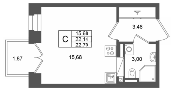 Студия № 448 Корп.: 1 , Секция 1.7  в ЖК Аристократ