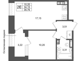 2 ккв (Евро) № 25 Корп.: 3 , Секция 1.1  в ЖК Аристократ