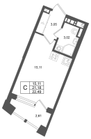 Студия № 38 Корп.: 4 , Секция 1  в ЖК Аристократ