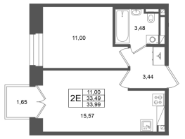 2 ккв (Евро) № 339 Корп.: 1 , Секция 1.6  в ЖК Аристократ