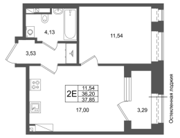 2 ккв (Евро) № 332 Корп.: 1 , Секция 1.6  в ЖК Аристократ