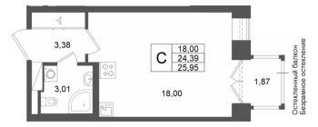 Студия № 143 Корп.: 1 , Секция 1.4  в ЖК Аристократ