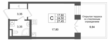 Студия № 120 Корп.: 1 , Секция 1.4  в ЖК Аристократ