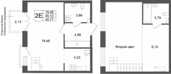 2 ккв (Евро) № 301 Корп.: 1 , Секция 1.5  в ЖК Аристократ