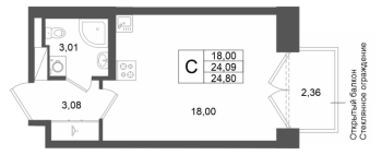 Студия № 156 Корп.: 1 , Секция 1.4  в ЖК Аристократ
