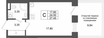 Студия № 214 Корп.: 1 , Секция 1.5  в ЖК Аристократ