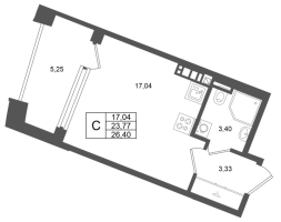 Студия № 41 Корп.: 4 , Секция 1  в ЖК Аристократ