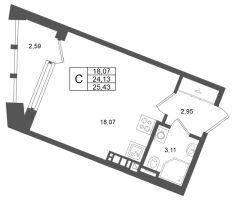 Студия № 54 Корп.: 4 , Секция 1  в ЖК Аристократ