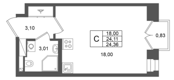 Студия № 346 Корп.: 1 , Секция 1.6  в ЖК Аристократ