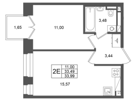 2 ккв (Евро) № 363 Корп.: 1 , Секция 1.6  в ЖК Аристократ