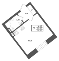 Студия № 7 Корп.: 4 , Секция 1  в ЖК Аристократ