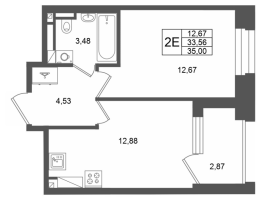 1 ккв № 442 Корп.: 1 , Секция 1.7  в ЖК Аристократ