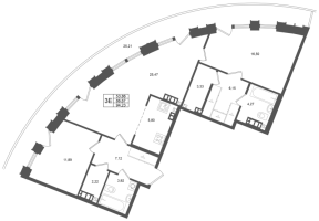 3 ккв (Евро) № 76 Корп.: 4 , Секция 1  в ЖК Аристократ
