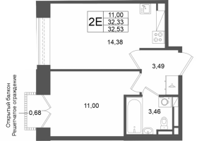 1 ккв № 196 Корп.: 1 , Секция 1.4  в ЖК Аристократ